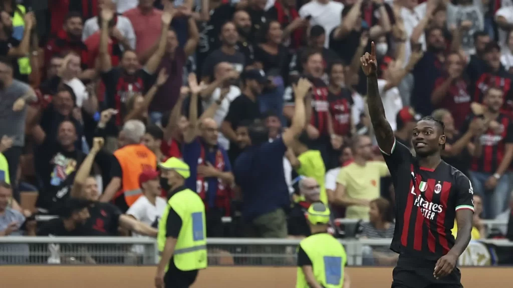 Rafael Leao Celebrating Goal for Milan