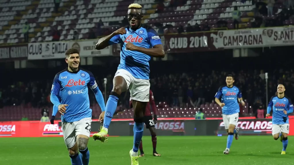 Victor Osimhen celebrating goal for Napoli against Salernitana